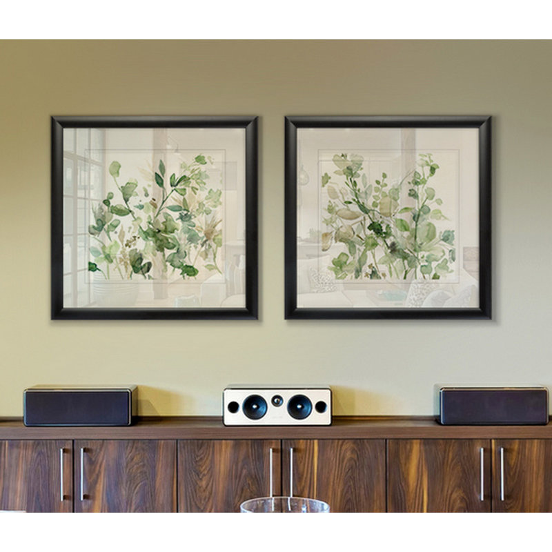 Sage Garden I - ensemble de 2 reproductions de cadres photo, Cadre noir