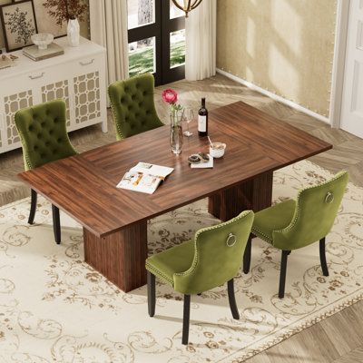 Ensemble de table de salle à manger en bois Farmhouse, table de salle à manger rectangulaire avec rangement et chaise de salle à manger en velours