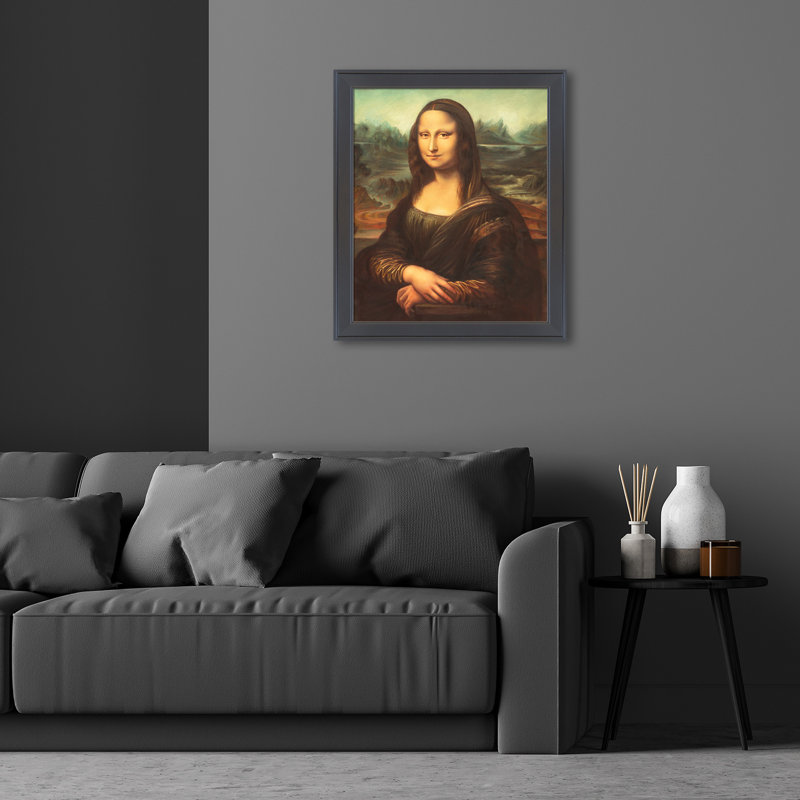 «Mona Lisa» par Leonardo Da Vinci, reproduction d'art sur toile tendue, H 24 po x l 28 po x P 2 po, Cadre noir