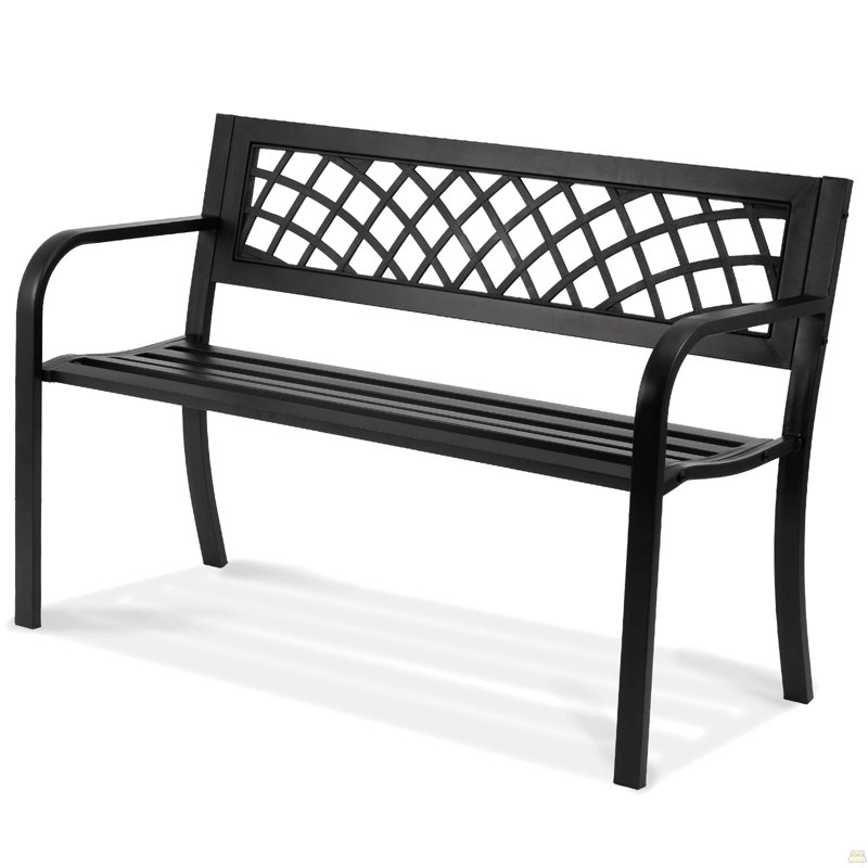 Outdoor Bench,46 Inches Metal Garden Bench For Outdoors, 480 Lbs Load Capacity Bench