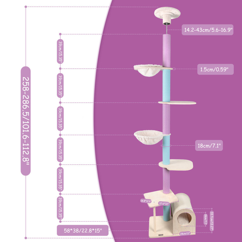 101.6"-112.8" Floor to Ceiling Cat Tree