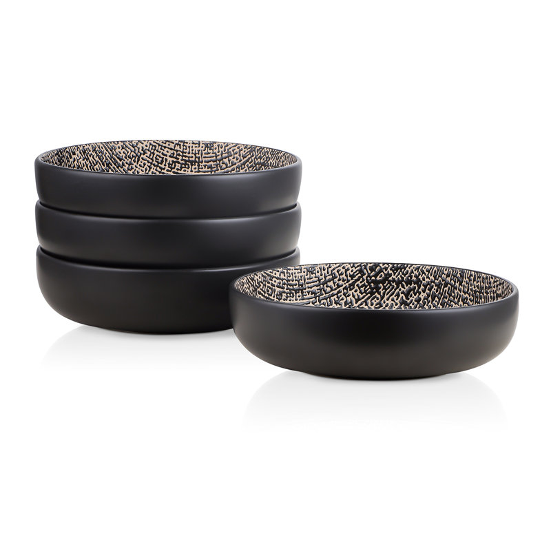 Stone Lain Sophie 4-Piece Bowl Set Stoneware, Black