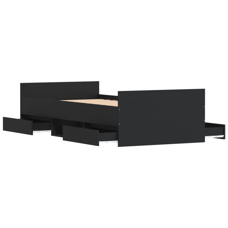 Addylen Storage Bed, Black, European Single (90 x 200cm)