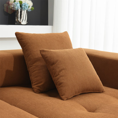 Canapé modulaire rembourré en velours côtelé avec design capitonné, aucun assemblage requis et emballage à compression complète pour une installation facile