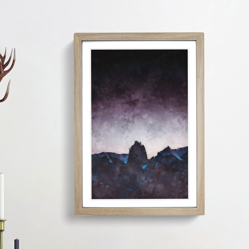Dusky Mountains - Picture Frame Painting Print, 45cm H x 33cm W x 2cm D, Oak Framed