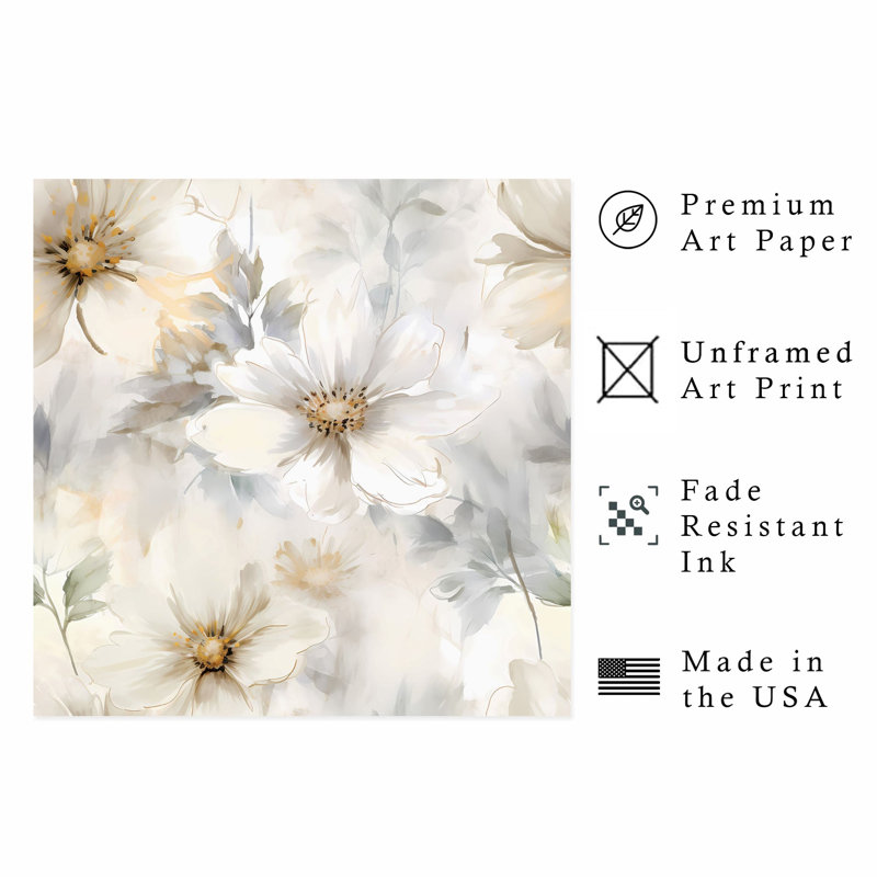 «Floral Floral Myst», reproduction d'art moderne sans cadre, H 14 po x l 14 po