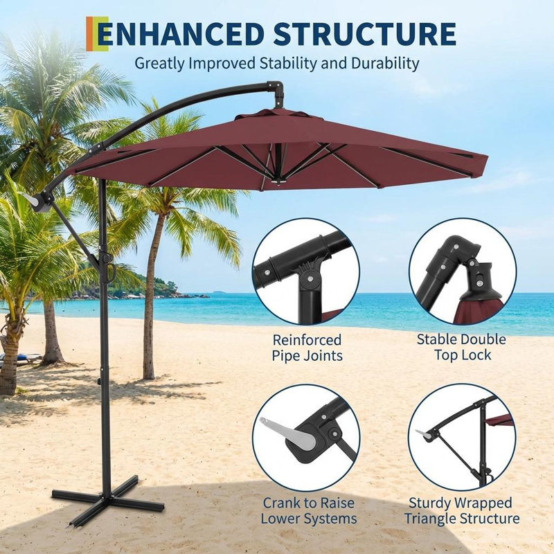 304.8cm Beach Parasol, Red