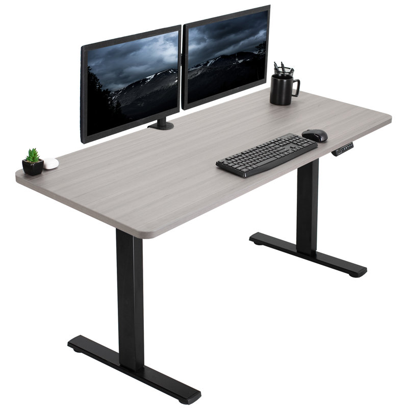 Dark Gray and Black Adjustable Height Electric Standing Desk