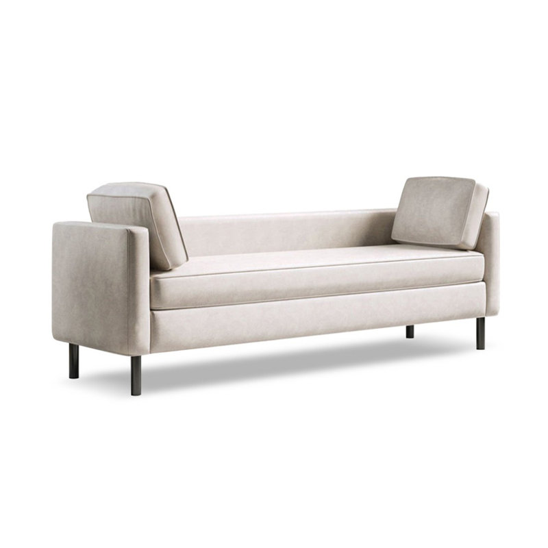 Banc rembourré blanc crème, H 21,65 po x l 70,87 po x P 21,65 po