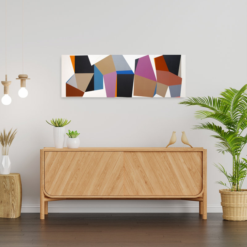 «Geometric Color Blocks», art mural abstrait coloré et audacieux, H 12 po x l 36 po
