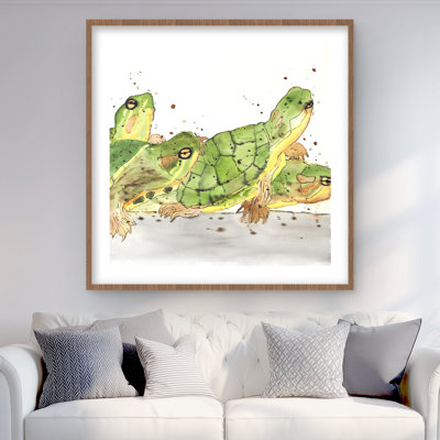 Small Aquatic Turtles - Framed Matted Print for Home Decor