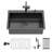 33" Drop-In Gunmetal Black Kitchen Sink With Pull-Out Faucet And Soap Dispenser - 33 X 22 X 10 Inch Single Bowl 16 Gauge Stainless Steel Topmount Kitchen Sink Basin-123833774