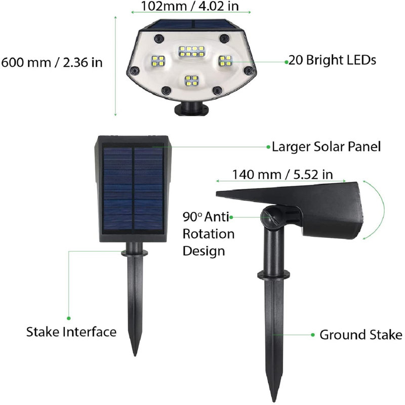Low Voltage Solar Powered Integrated LED Spot Light