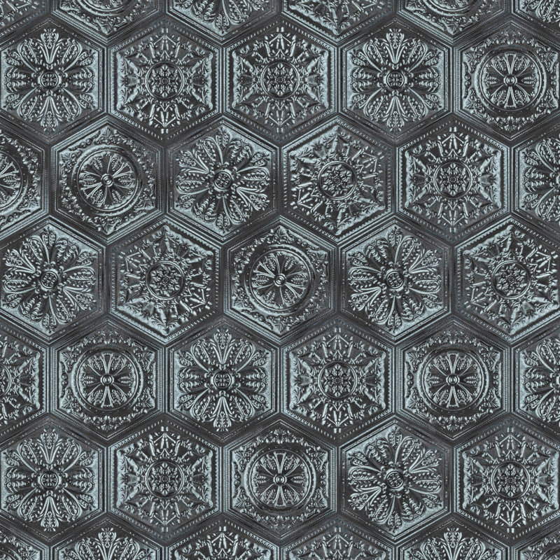 Zinc Hex 10" x 12" Porcelain Metal Look Wall & Floor Tile, Silver Decor