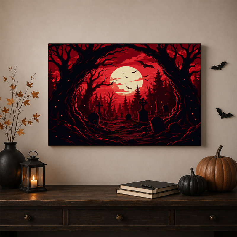 Silhouettes d'art sur toile, "Halloween", H 20 po x l 30 po