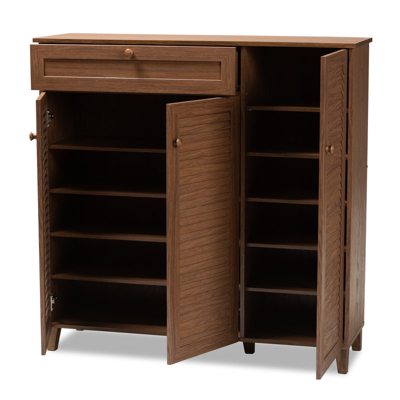 20 Pair Shoe Storage Cabinet, Walnut