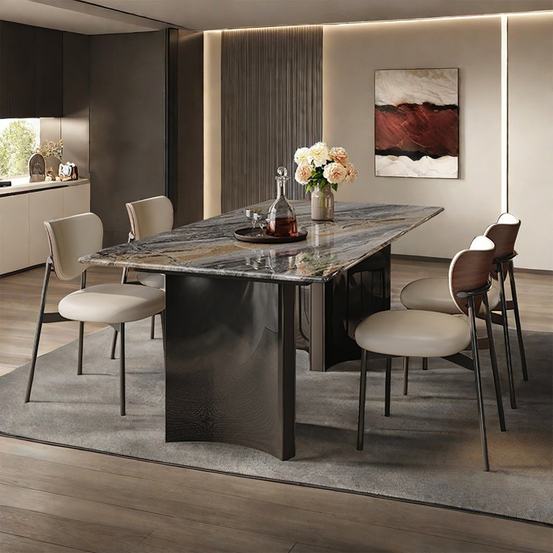 Ensemble de table de salle à manger Luxury, H 29,52 po x L 55,11 po x l 31,49 po, 5 Pieces: Table, 4 Chairs