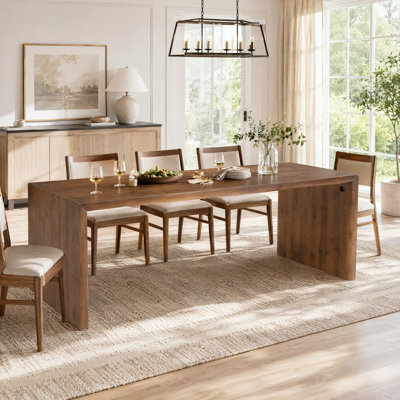 Table de salle à manger rectangulaire en bois massif de 175 cm de long, grande table de cuisine