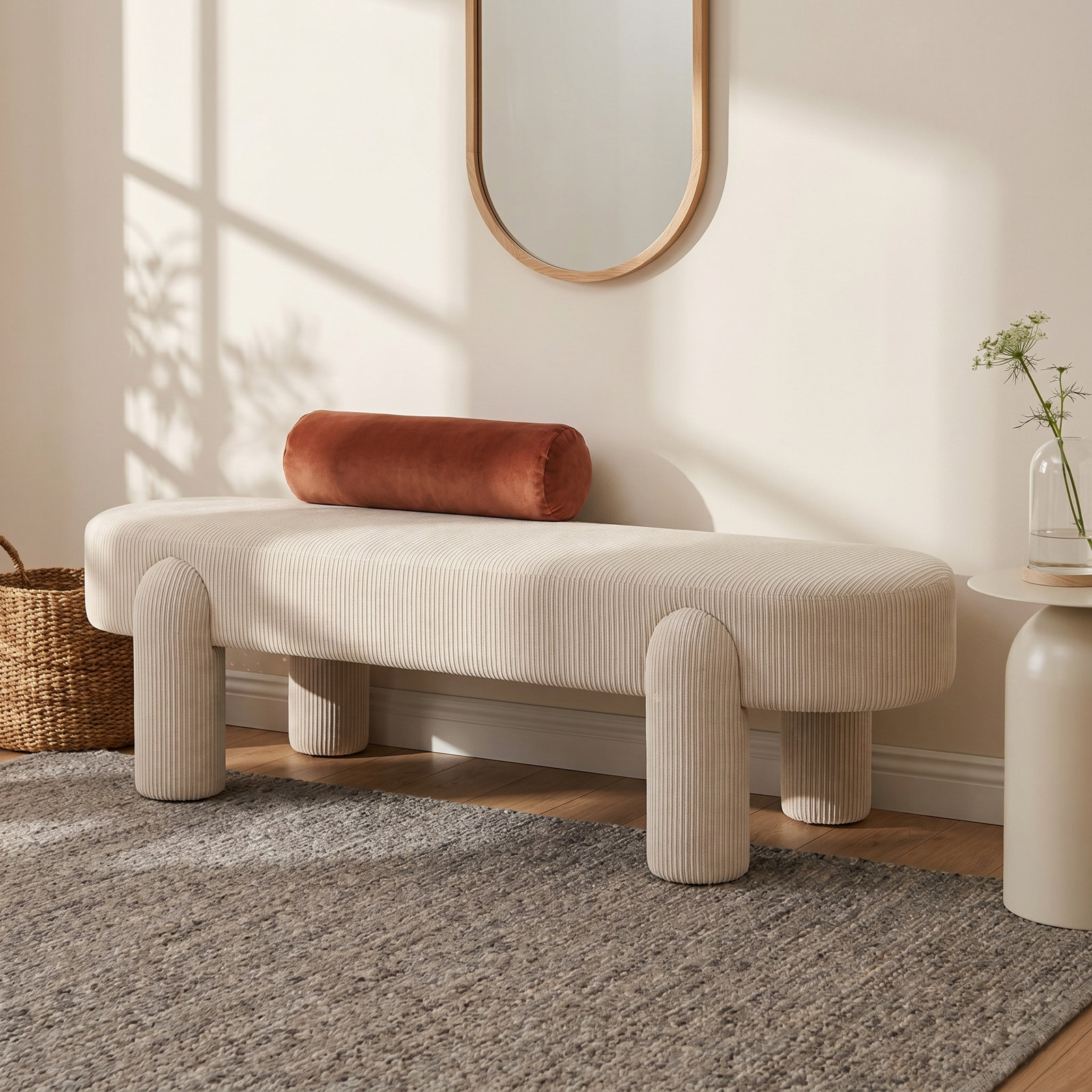 Arland 60" Bedroom Bench, Sand