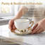 Ensemble de 6 tasses à café en céramique de qualité supérieure et soucoupes, tasses à café pour café au lait, moka, au lait, blanc, avec garniture dorée