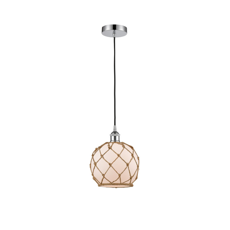 Haytham 1 - Light Single Pendant, White/Brown, Polished Chrome