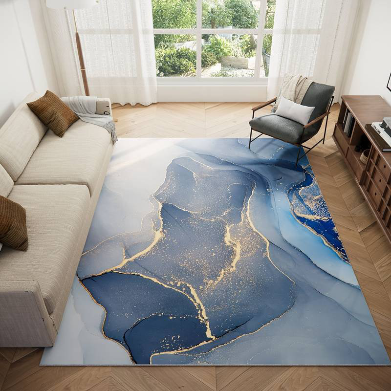 Faux tapis en cachemire neutre lavables, Rectangle 6 pi x 9 pi