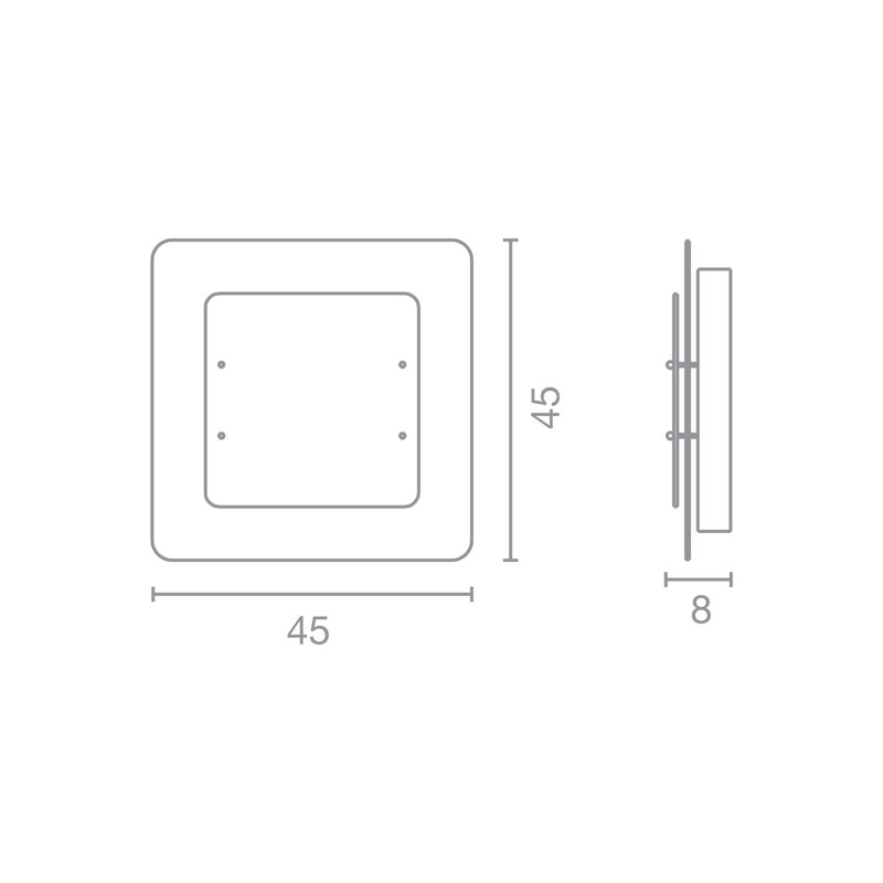 Pop-Up Glass Flush Mounted Sconce, Silver/White, 8 cm H x 45 cm W x 45 cm D