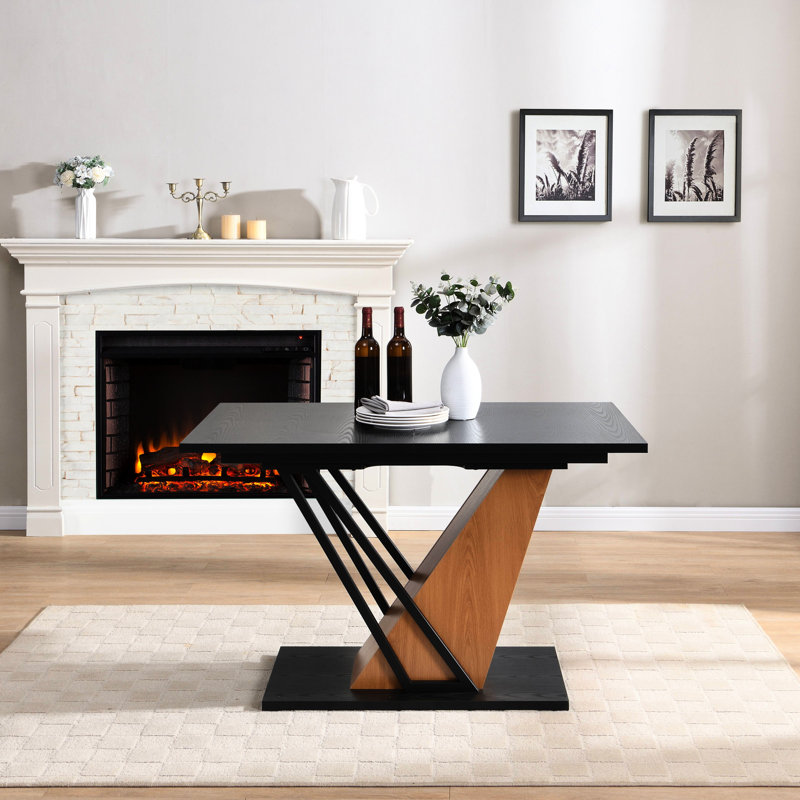 61.07 46.46  Inch Extendable Desk, Surface, Strong Metal Frame, Modern Style Table With Option, And Metal, For Various Spaces