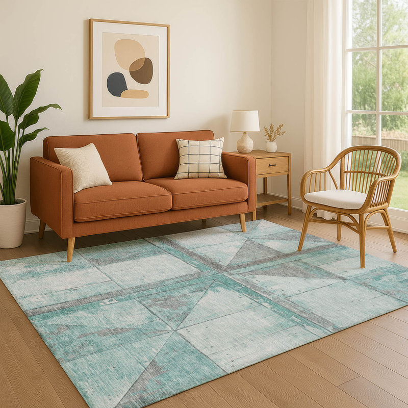 Premium Machine Washable Medena AMF1876 Geometric Rug, Rectangle 10' x 14'