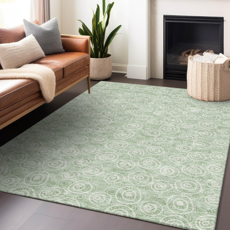 Tapis menthe Prisco lavable à la machine de qualité supérieure, Rectangle 9 pi x 12 pi