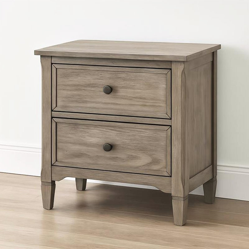 2-Drawer Nightstand With Round Bronze Pull Knobs