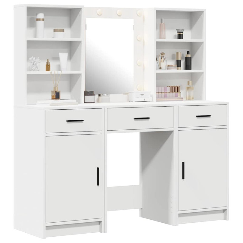 Dressing Table with Mirror, White