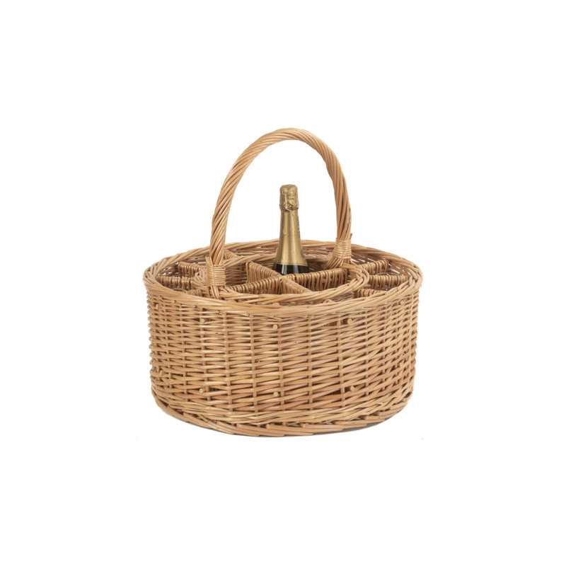 Wicker Garden Party Drinks Carrier Basket