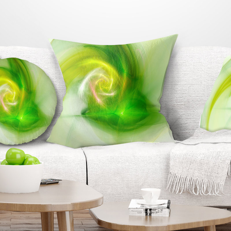 Fractale vert vif - coussin imprimé abstrait, 16 po x 1 po, Coussin décoratif
