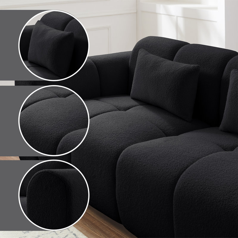 Upholstered Boucle Sofa, Black