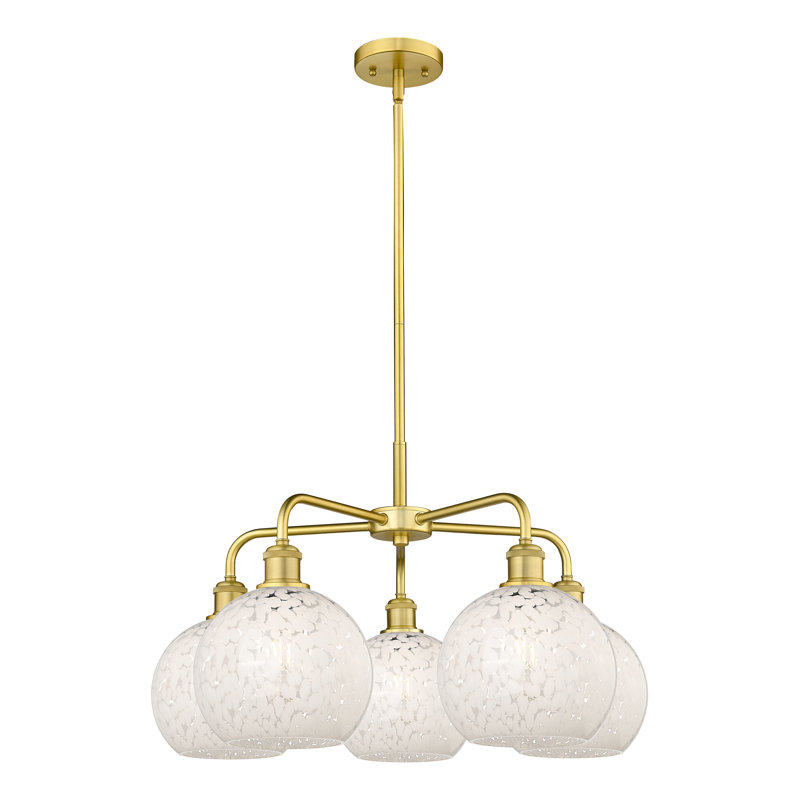 Lustre suspendu 5 lumières Ballston White Mouchette, H 15,5 po x l 26 po x P 26 po, Or satiné