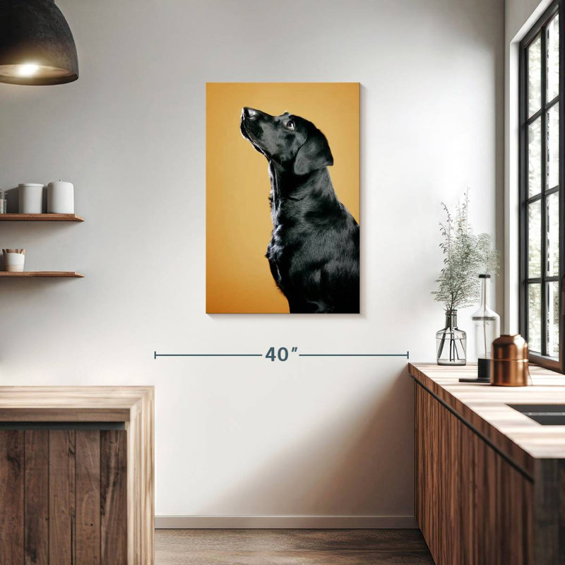 Chien noir obéissant Brampt, H 36 po x l 24 po