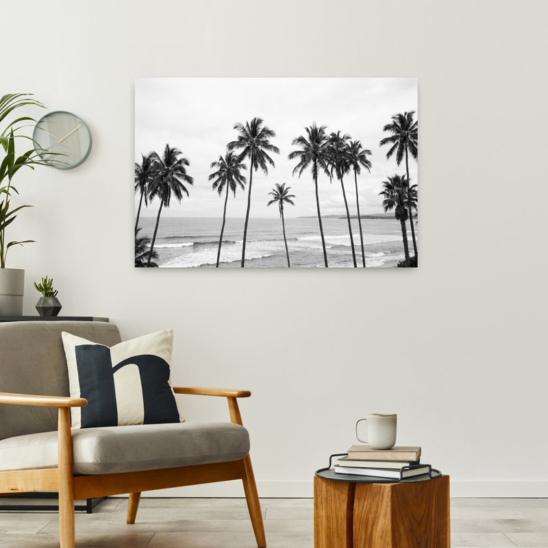 Art mural abstrait contemporain Palm Paradisebw, H 36 po x l 24 po