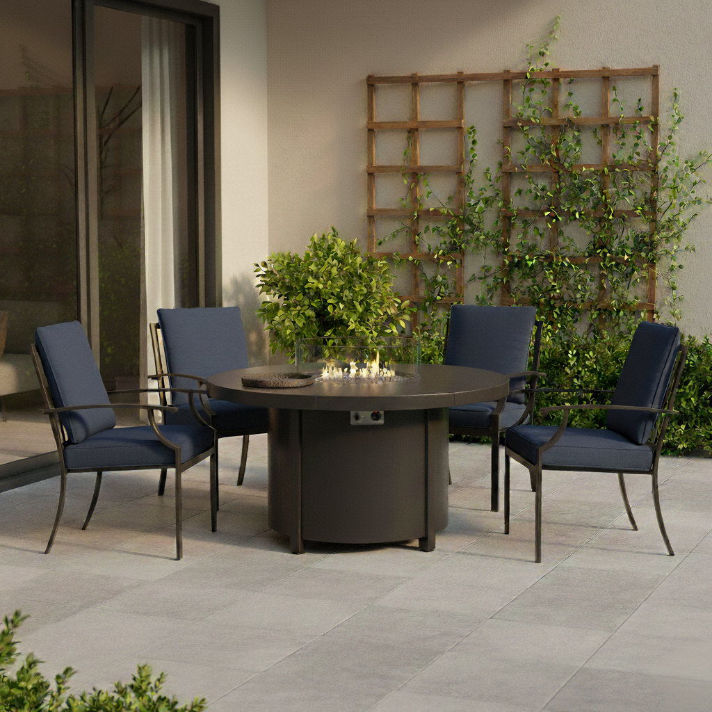Lark Manor 5-Piece Outdoor Fire Pit Dining Set With 48