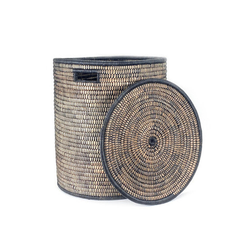 Malawi Basket, 21" H x 17.5" W x 17.5" D, Black