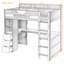 Lit mezzanine en bois pour lit simple avec bureau en U, lumières à DEL intelligentes et ports USB-132515808-132515809