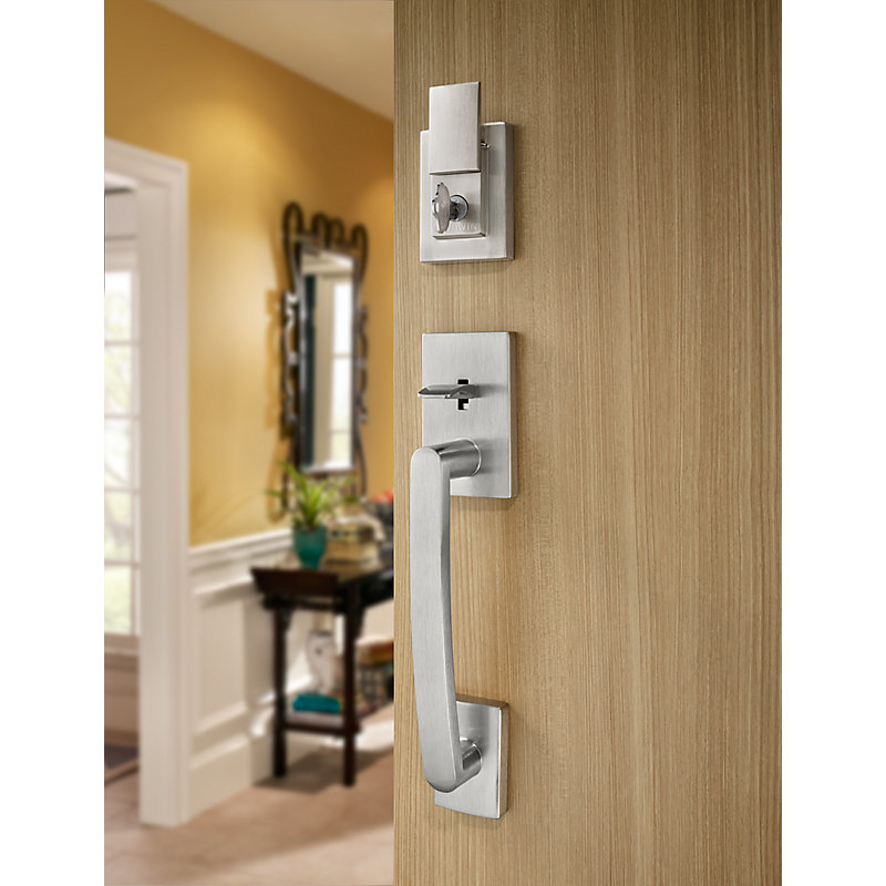 Spyglass Single Cylinder Handleset with Spyglass Interior Lever and Square Rosette with Smartkey