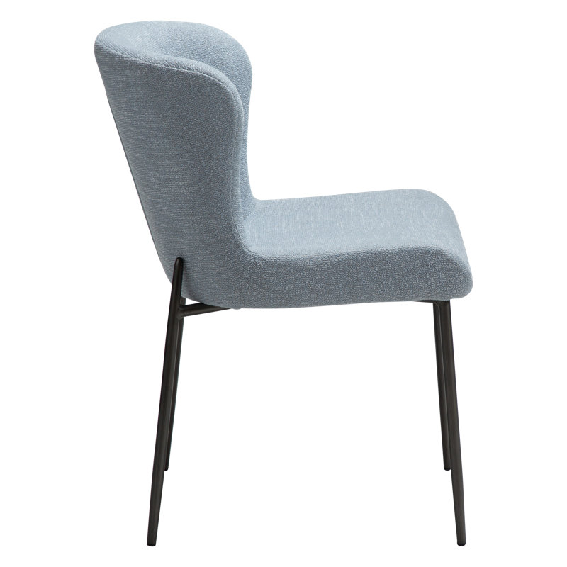 Glam Dining Chair, Blue Fog, Antique Pewter