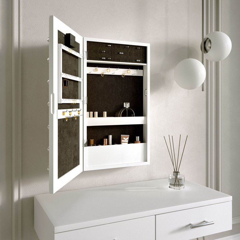 Beedeville Wall Jewelry Armoire, White