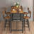 Lysle 5-Piece Industrial Bar Table Set with Metal Shelf, Dining Set, Counter Height Table & 4 Bar Stools-1249625602-1249625615-1249625600