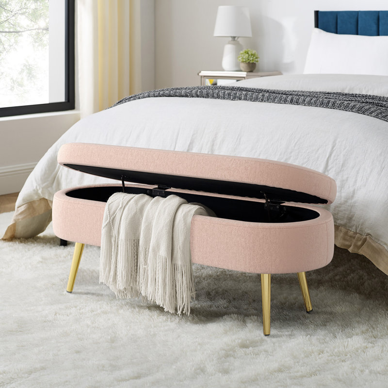 Banc de rangement repose-pieds ovale, Rose, Rose