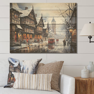 Winter In Germany City Landscape II - Winter Landscape On Wood Print