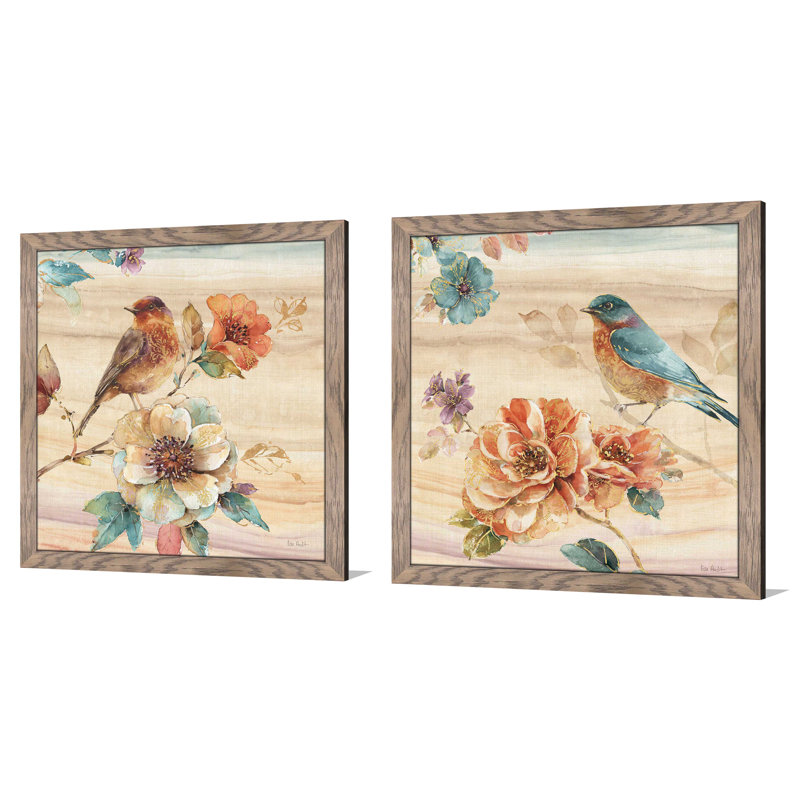 «Spice Nature II», ensemble de 2 reproductions d'aquarelles, H 21,5 po x l 43 po x P 0,75 po, Cadre taupe délavé