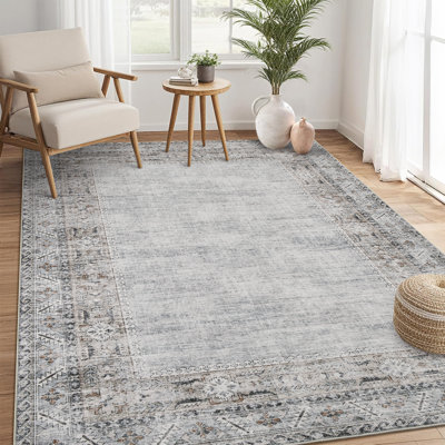  9 x 12 tapis lavables avec bordure vieillie et antidérapante pour salon