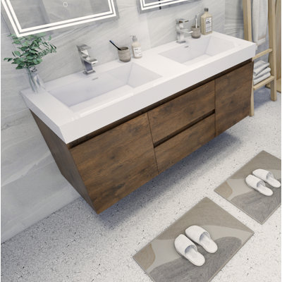 Ensemble de meuble-lavabo double mural 60 po Hartt